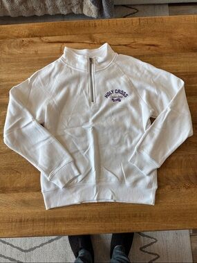 Blue 84 White Quarter-Zip Holy Cross Pullover